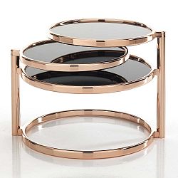 Otočný konferenční stolek v měděné barvě a černou deskou Tomasucci Tree Rings Cooper, ⌀ 50 cm