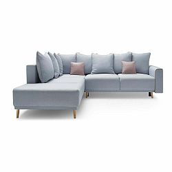 Pastelově modrá rozkládací rohová pohovka Bobochic Paris Mola L, levý roh