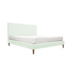 Pastelově zelená postel s přírodními nohami Vivonita Kent, 160 x 200 cm