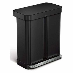 Pedálový ocelový odpadkový koš na tříděný odpad 58 l – simplehuman