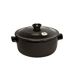 Pepřově černý kulatý hrnec s poklicí Emile Henry, ⌀ 27 cm