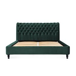 Petrolejově zelená postel z bukového dřeva s černými nohami Vivonita Allon, 140 x 200 cm