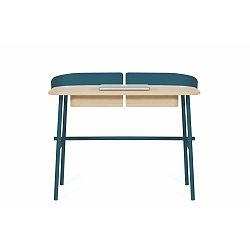 Petrolejově zelený pracovní stůl z dubového dřeva HARTÔ Victor, 100 x 60 cm