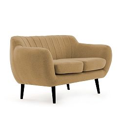 Písková rozkládací pohovka pro dva s černými nohami Vivonita Kennet