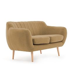 Písková rozkládací pohovka pro dva se světlými nohami Vivonita Kennet