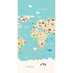 Plážová osuška s potiskem Good Morning Worldmap, 150 x 75 cm