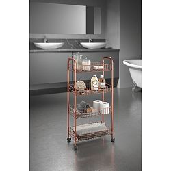 Pojízdný organizér s 4 policemi v měděné barvě Metaltex