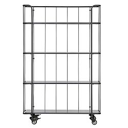 Pojízdný regál s policemi z borovicového dřeva De Eekhoorn Caro, výška 144 cm