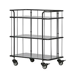 Pojízdný regál s policemi z borovicového dřeva De Eekhoorn Caro, výška 84 cm