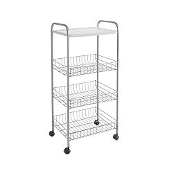 Pojízdný třípatrový regál Metaltex Figo, délka 39 cm