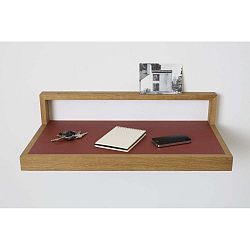 Police s červeným detailem z dubového dřeva das kleine b Buck, 75 x 15 cm