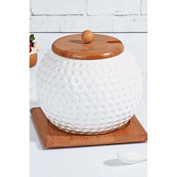 Porcelánová cukřenka a lžička s bambusovým víčkem a podtáckem Kosova