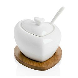 Porcelánová cukřenka se lžičkou a bambusovým podtáckem Brandani Heart