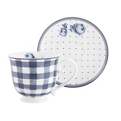 Porcelánový hrnek s podšálkem Creative Tops Vintage Indigo, 200 ml