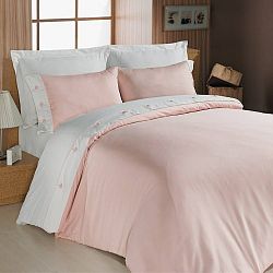 Povlečení na dvoulůžko s prostěradlem Pink Premium, 200 x 220 cm
