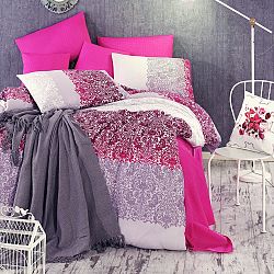 Povlečení s prostěradlem Damask Fuchsia, 200 x 220 cm