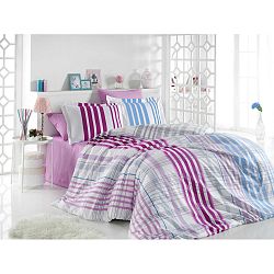 Povlečení s prostěradlem na dvoulůžko z bavlněného popelínu Hakna, 200 x 220 cm