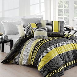 Povlečení s prostěradlem na dvoulůžko Zigo Yellow, 200 x 220 cm