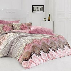 Povlečení s prostěradlem na jednolůžko Lida Beige, 160 x 220 cm