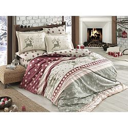 Povlečení z bavlněného popelínu s prostěradlem na dvoulůžko Ludovica, 200 x 220 cm