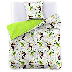 Povlečení z bavlněného saténu DecoKing Toucan, 135 x 200 cm + povlak na polštář 80 x 80