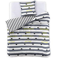 Povlečení z bavlněného saténu DecoKing Whatever, 135 x 200 cm + povlak na polštář 80 x 80