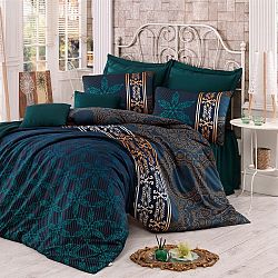 Povlečení z bavlněného saténu s prostěradlem na dvoulůžko Alisa, 200 x 220 cm