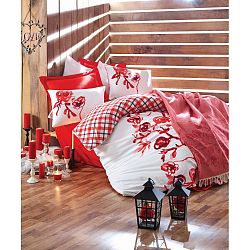 Povlečení z bavlněného saténu s prostěradlem na dvoulůžko Daraya, 200 x 220 cm