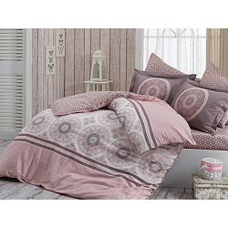 Povlečení z bavlněného saténu s prostěradlem na dvoulůžko Silvana, 200 x 220 cm