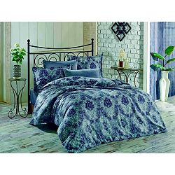 Povlečení z bavlněného saténu s prostěradlem na dvoulůžko Similar Grey, 200 x 220 cm