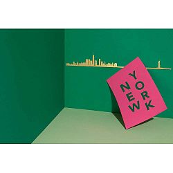 Pozlacená nástěnná dekorace se siluetou města The Line New York