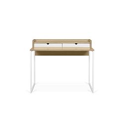 Pracovní stůl s deskou z dubu a bílýma nohama TemaHome Rise