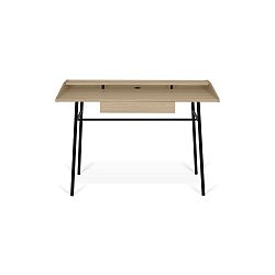 Pracovní stůl s deskou z dubu a černýma nohama TemaHome Ply