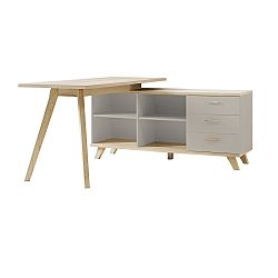 Pracovní stůl s šedým odkládacím stolkem Germania Oslo