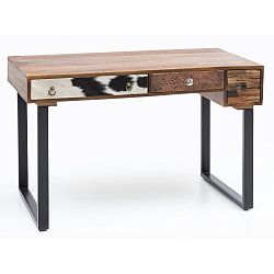 Pracovní stůl se 3 zásuvkami z masivního mangového dřeva Skyport PATNA