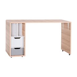 Pracovní stůl se dvěma bílo-šedými zásuvkami Vox Evolve