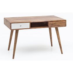 Pracovní stůl se zásuvkou z masivního sheeshamového dřeva Skyport REPA, 117 x 60 cm