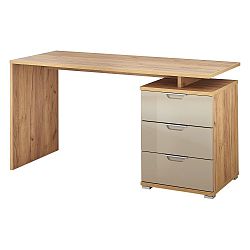 Pracovní stůl v dekoru dubového dřeva s béžovými detaily Germania Desk