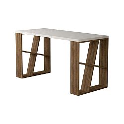 Pracovní stůl v dekoru dubového dřeva s bílou deskou Honey