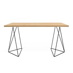 Pracovní stůl v dekoru dubového dřeva s černými nohami TemaHome Flow