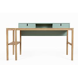 Pracovní stůl z borovicového a dubového dřeva se 2 zásuvkami Askala Sesi