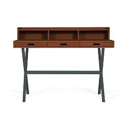 Pracovní stůl z ořechového dřeva s šedými kovovými nohami HARTÔ Hyppolite, 120 x 55 cm