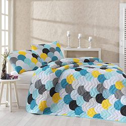 Přehoz na jednolůžko s povlakem na polštář Damla Mint, 160 x 220 cm