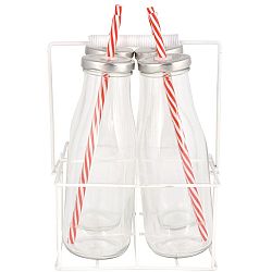 Přenoska se 4 skleněnými lahvemi Esschert Design Farma