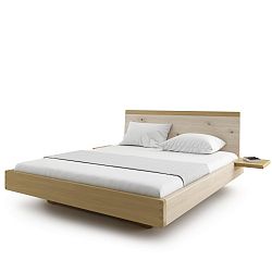 Přírodní dvoulůžková postel z masivního dubového dřeva JELÍNEK Amanta, 180 x 200 cm