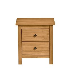 Přírodní noční stolek z masivního borovicového dřeva se 2 zásuvkami Marckeric Berna
