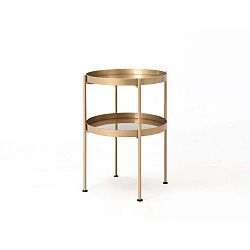 Příruční ocelový s policí stolek ve zlaté barvě Custom Form Hanna, ⌀ 40 cm