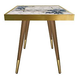 Příruční stolek Caresso Blue Marble Leafes Square, 45 x 45 cm