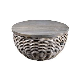 Proutěný ratanový příruční stolek s úložným prostorem Ego Dekor Lattee, ⌀ 65 cm