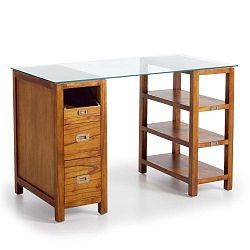 Psací stůl se skleněnou deskou ze dřeva Mindi Moycor Star